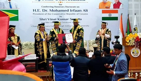 President Ali conferred with Honorary Doctorate for leadership, development