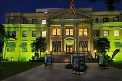 Historic Courthouse ‘Gets Its Green On’ In Support of Mental Health
