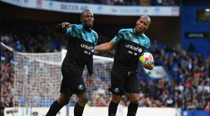 Usain Bolt scores impressive goal against England in charity football match