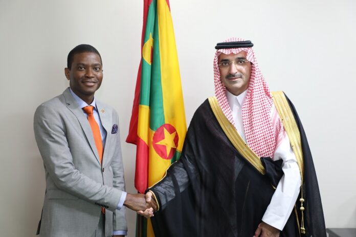 Prime Minister of Grenada Dickon Mitchell and H.E. Sultan Al-Marshad, The Saudi Fund for Development (SFD) Chief Executive Officer.