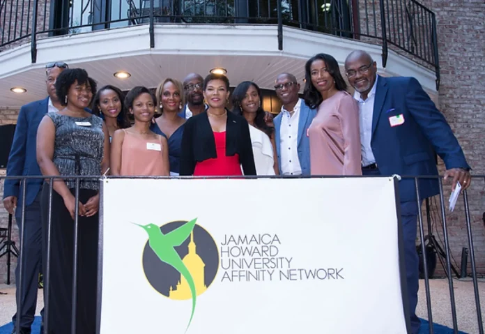 Jamaica’s Ambassador to the United States, Her Excellency Audrey P. Marks (centre), with members of the Jamaican Howard University Affinity Network (JHUAN) 2022 ‘HUes of Blue’ planning Committee.