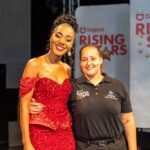 Terri-Karelle takes a photo with her producer Sharon Schroeter after her final show as host of Digicel Rising Stars