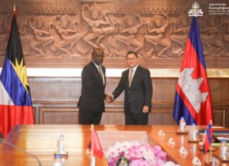 Antigua and Barbuda and Cambodia forge partnership for mutual prosperity Antigua and Barbuda’s Minister of Foreign Affairs E. P. Chet Greene (left) and Cambodia’s Deputy Prime Minister SOK Chenda Sophea.