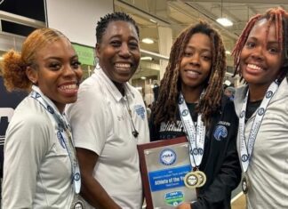 FSU Women’s track coach Inez Turner honored as CIAA Coach of the Year Turner (second left) celebrates with her triumphant athletes