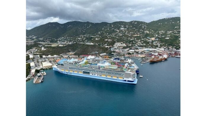 Icon of the Seas docked at the Austin “Babe” Monsanto Marine Terminal in St Thomas on January 31.