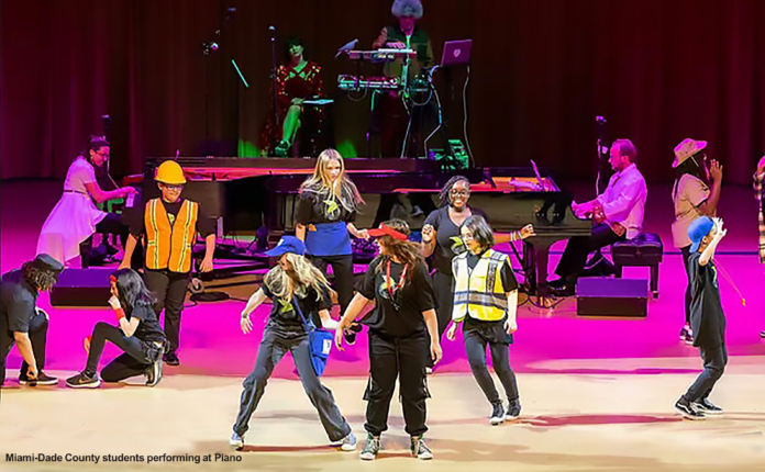Miami-Dade County students performing at Piano Slam 2023.