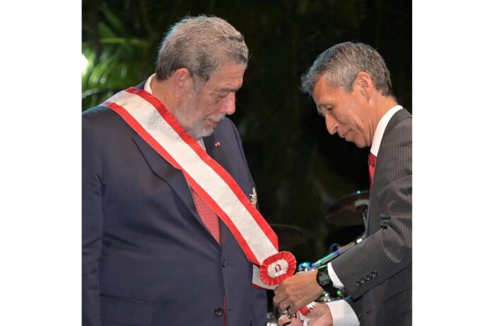 SVG PM Dr Ralph Gonsalves receives Japan’s Grand Cordon of the Order of the Rising Sun