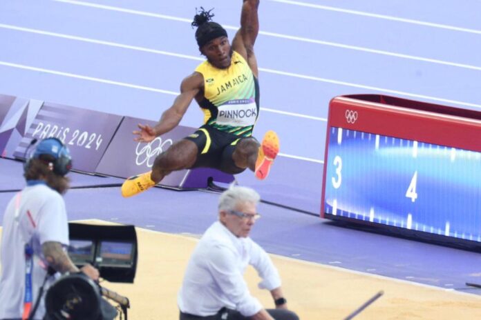 Wayne Pinnock in action in the men's long jump final at the Paris 2024 Olympic Games inside Stade de France on Tuesday evening.