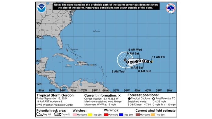 Depression strengthens into Tropical Storm Gordon