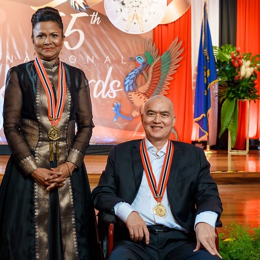 President Christine Kangaloo and Mark Loquan