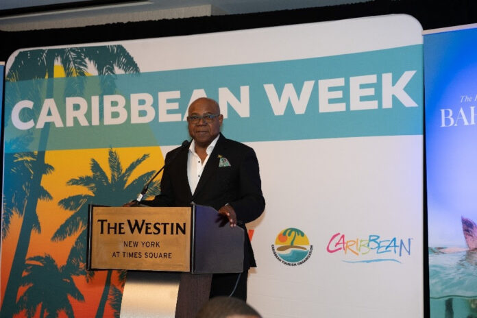 Pictured: Minister of Tourism, Hon Edmund Bartlett giving his keynote address at CTO Week’s Leadership on Monday June 2, 2025, at the Westin Hotel in New York.