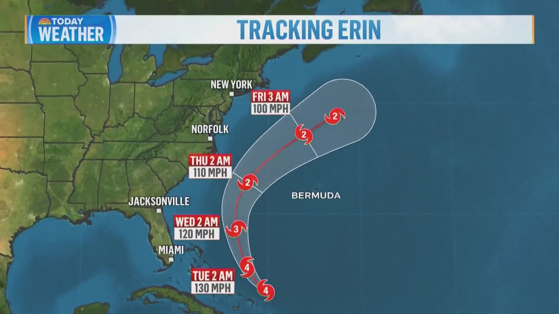 Hurricane Erin threatens Bahamas, Turks and Caicos with flooding and high seas