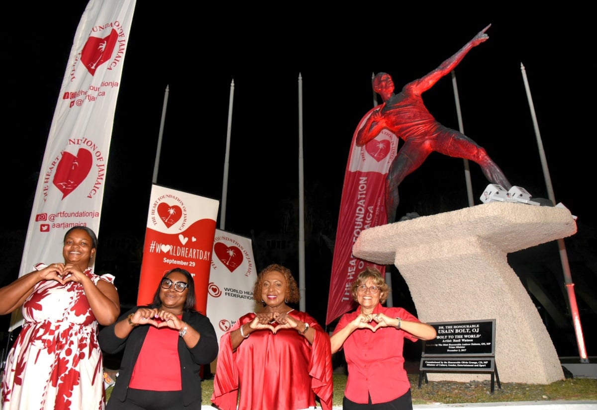 Usain Bolt statue illuminated for World Heart Day 2025 in Jamaica