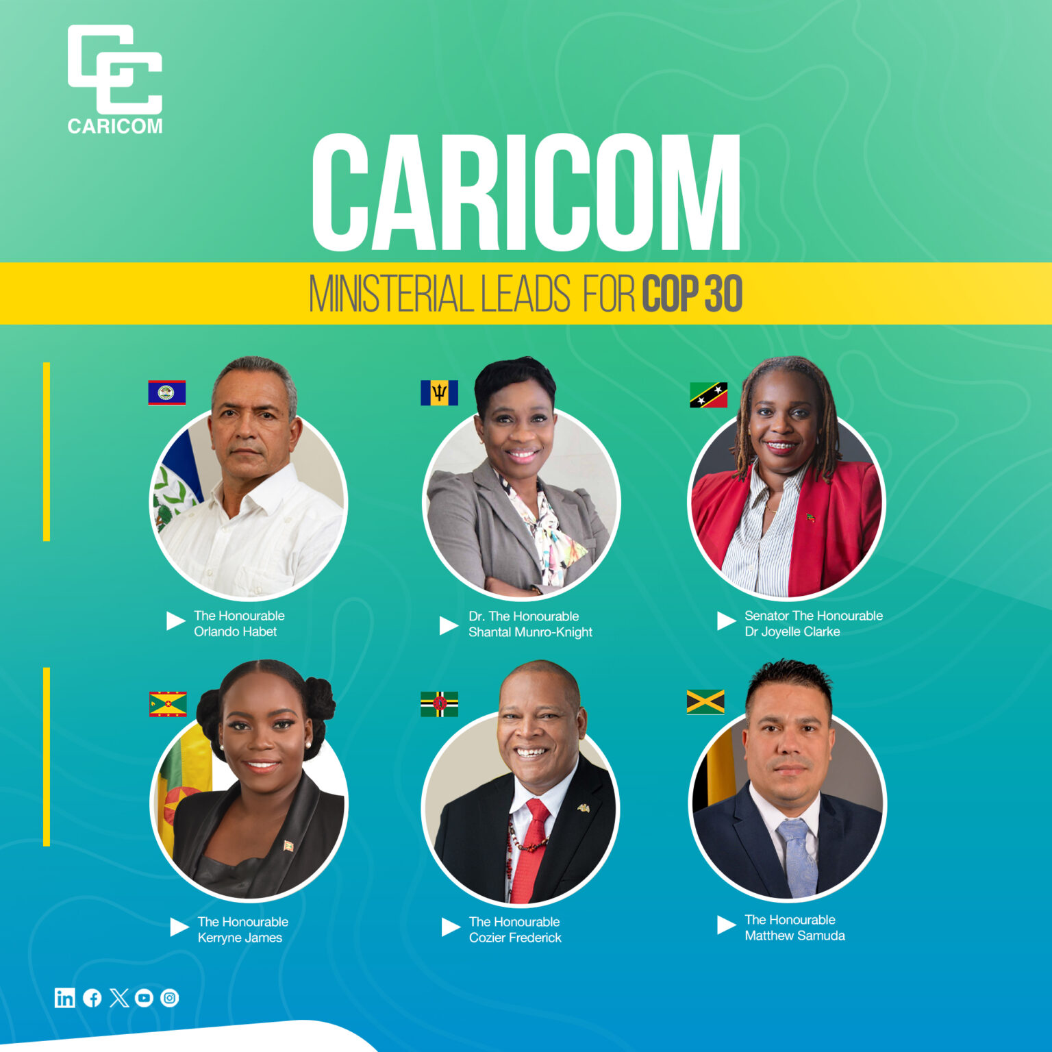 CARICOM appoints Ministerial Leads for COP30 to strengthen regional climate action